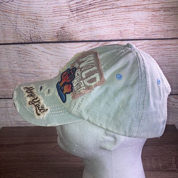Womens Kbethos Vintage Distressed Denim Hat W/ Patches - Picture 7 of 11